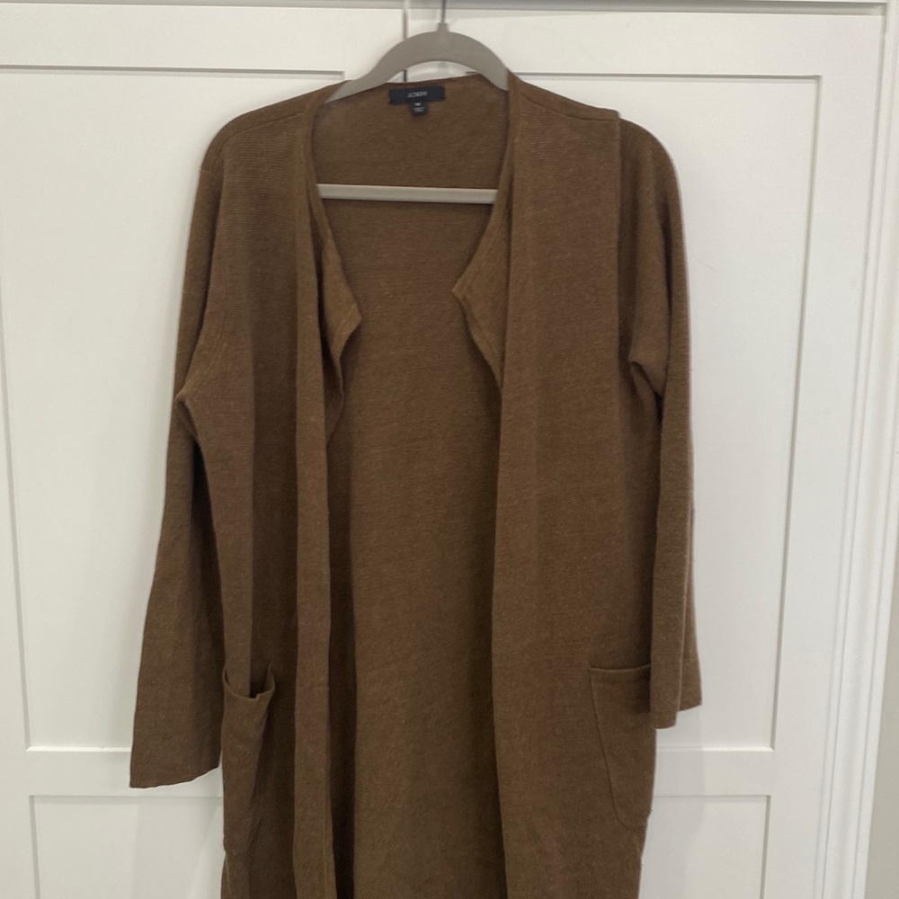 Brown long sweater duster